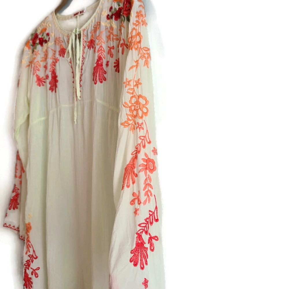 *SOLD* Johnny Was Leemon Embroidered Tunic Top Sheer Gauzy Shirt XS - Picture 4 of 15